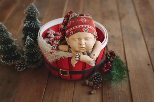 Cesto atrezzo Navidad rojo